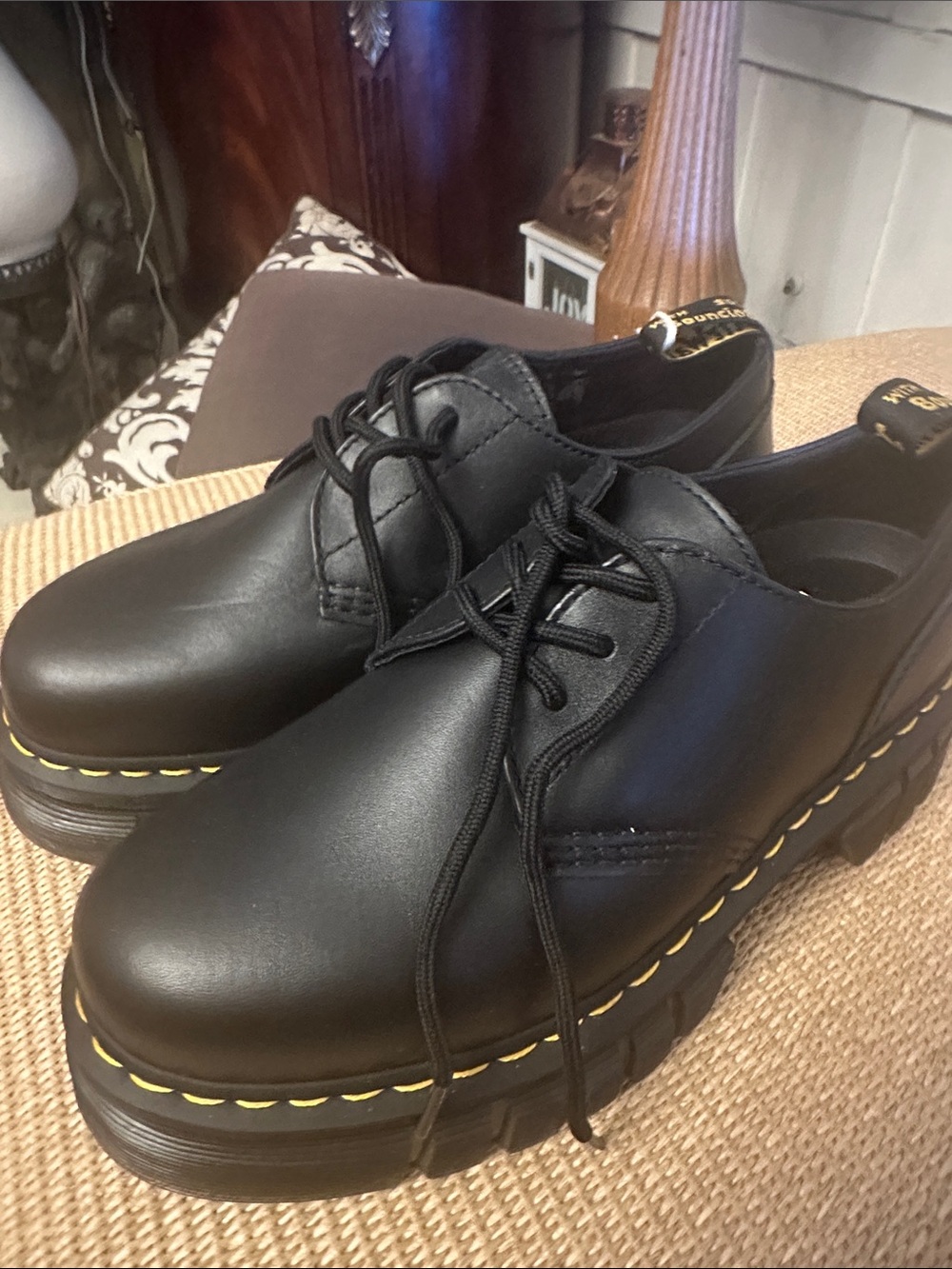 💜#65 BNWT Dr MARTENS AUDRICK NAPPA LEATHER PLATFORM SHOES DIZE 10